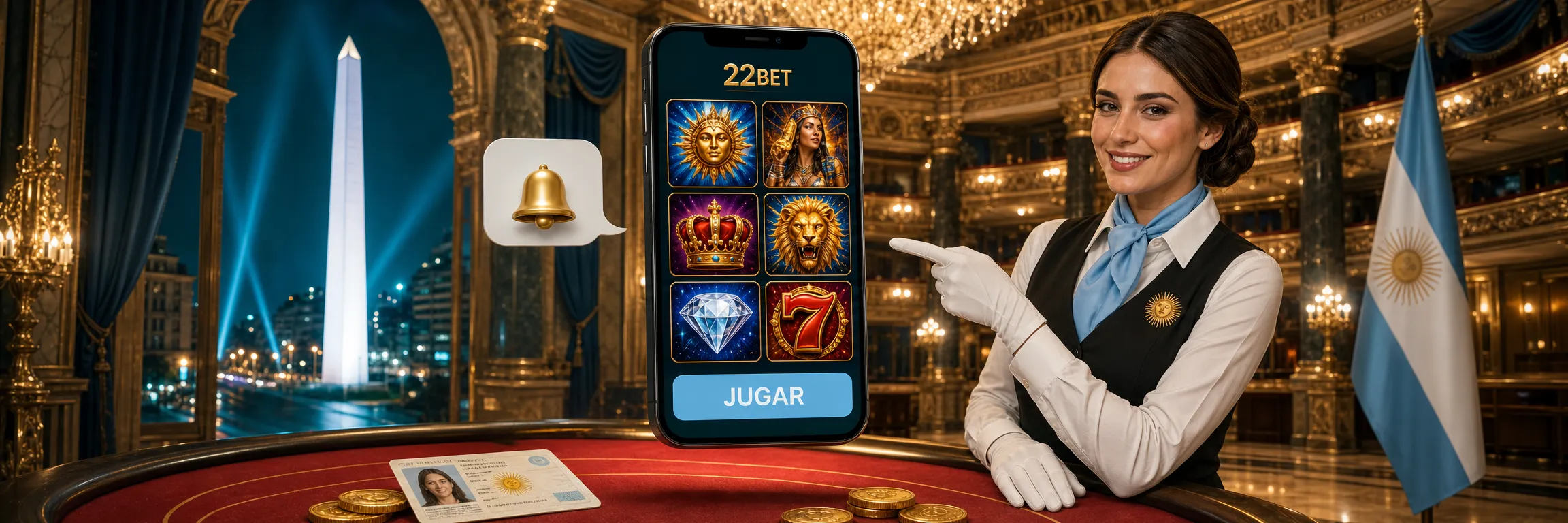 Funciones de la app de 22Bet con caja, notificaciones push y KYC con el DNI