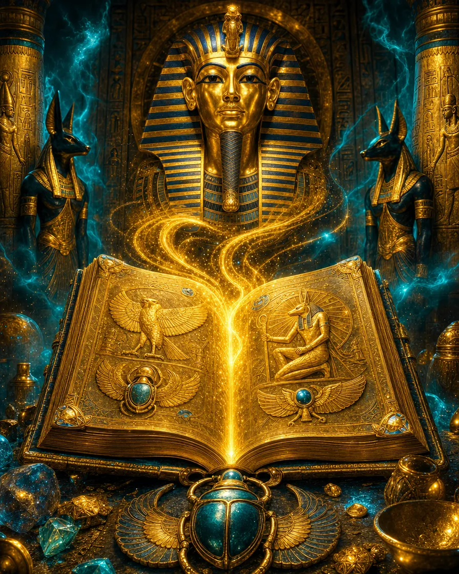 Portada del slot Book of Dead con el libro dorado y símbolos egipcios