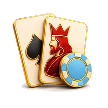 Ícono de blackjack con cartas y una ficha
